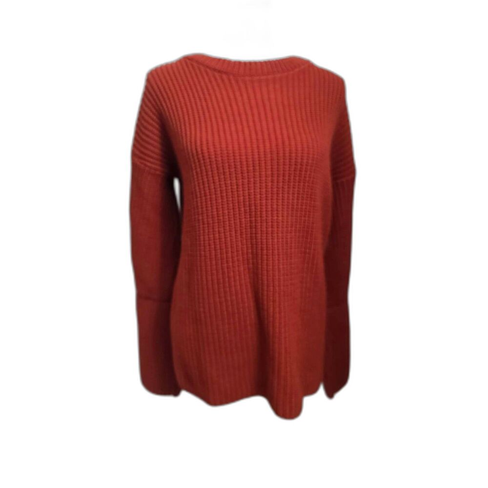 Boohoo Rust Orange Chunky Knit Bell Sleeve Sweater (S/M)
